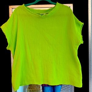 Size medium petite green gauze top